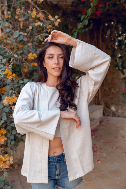 Linen kimono in beige