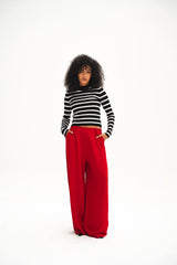 Red Casual Loose Pants