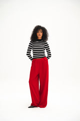 Red Casual Loose Pants
