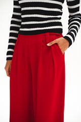 Red Casual Loose Pants
