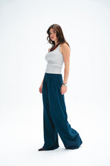 Teal Green Casual Loose Pants