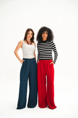 Red Casual Loose Pants
