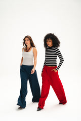 Teal Green Casual Loose Pants