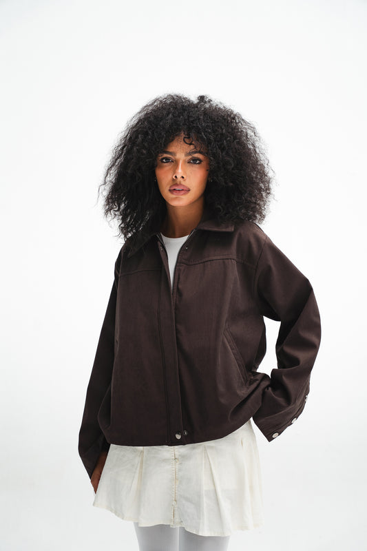 The Harper Zip Jacket - Dark Brown