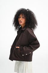 The Harper Zip Jacket - Dark Brown