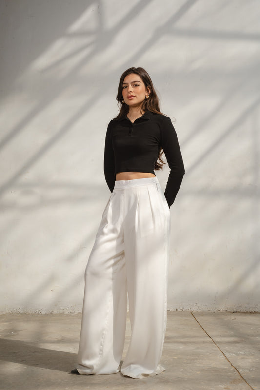 White Satin Pants