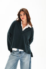 The Rowan Pullover - Deep Teal