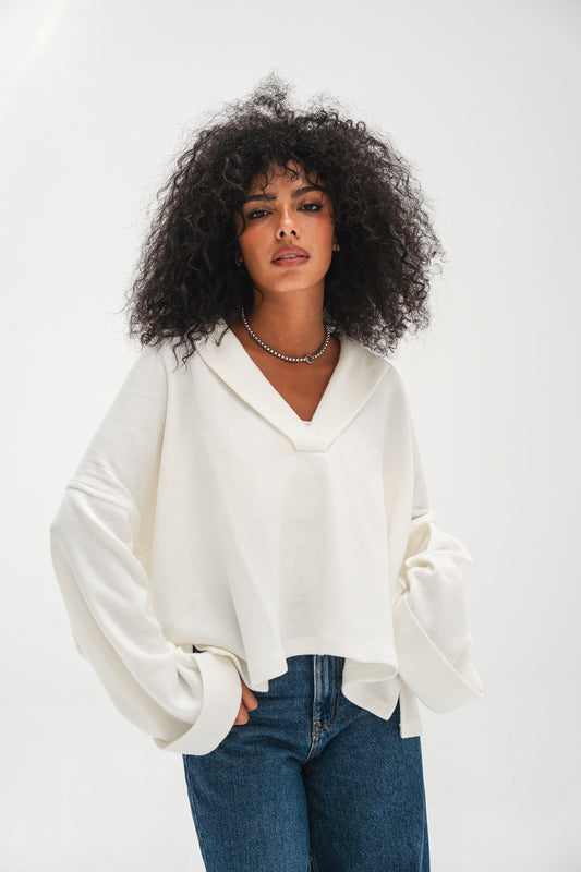 The Rowan Pullover - White