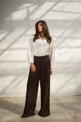 Dark Brown Casual Loose Pants