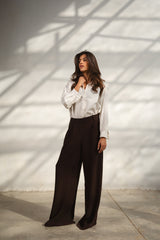 Dark Brown Casual Loose Pants