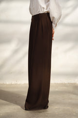 Dark Brown Casual Loose Pants