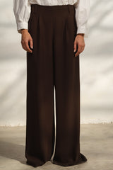 Dark Brown Casual Loose Pants