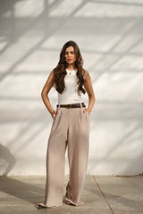 Light Beige Casual Loose Pants