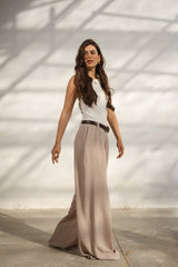 Light Beige Casual Loose Pants