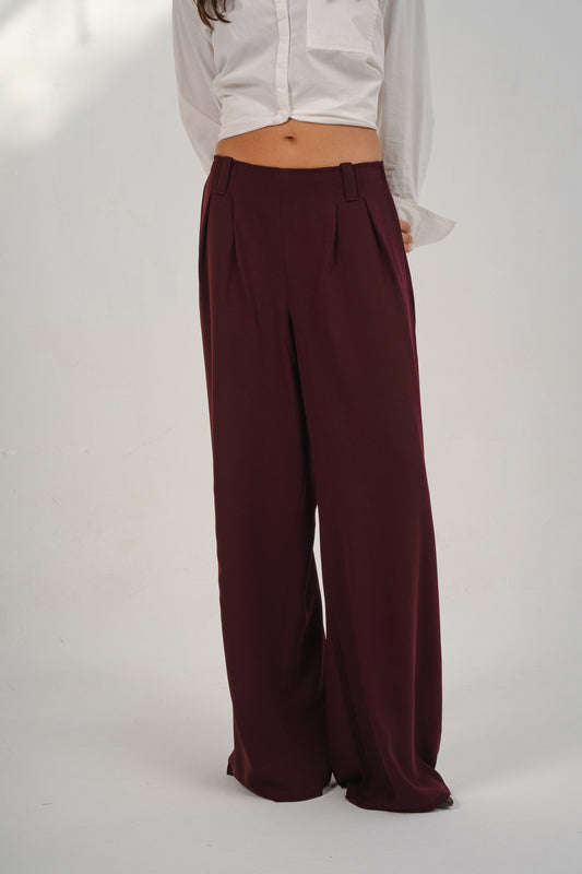 Maroon Casual Loose Pants