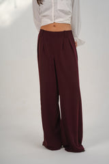 Maroon Casual Loose Pants