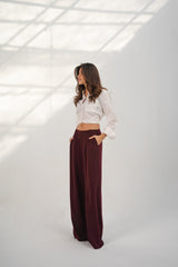 Maroon Casual Loose Pants