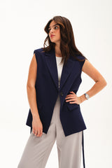 Navy Blue Long Vest