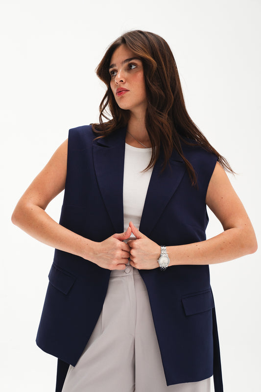 Navy Blue Long Vest