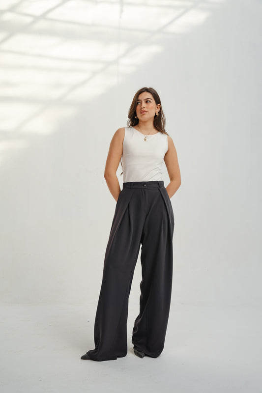 Gray Pleated Pants