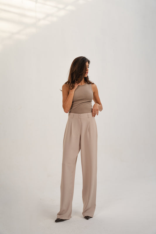 Light Beige Straight Pants
