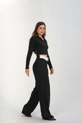 Reverse Waist White Straight Pants