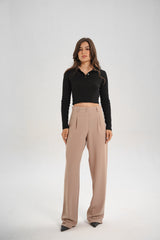 Beige Straight Pants