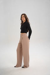 Beige Straight Pants