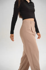Beige Straight Pants