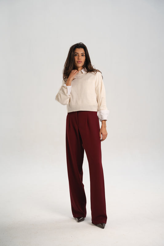 Burgundy Straight Pants
