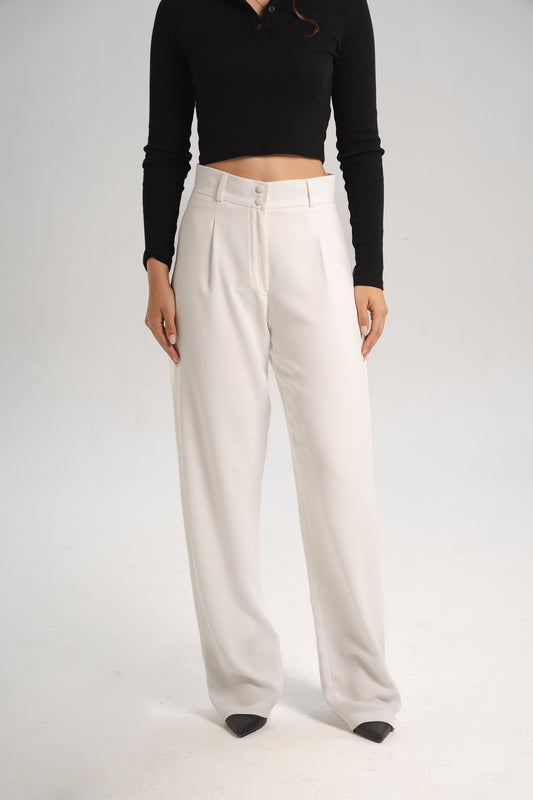 White Straight Pants