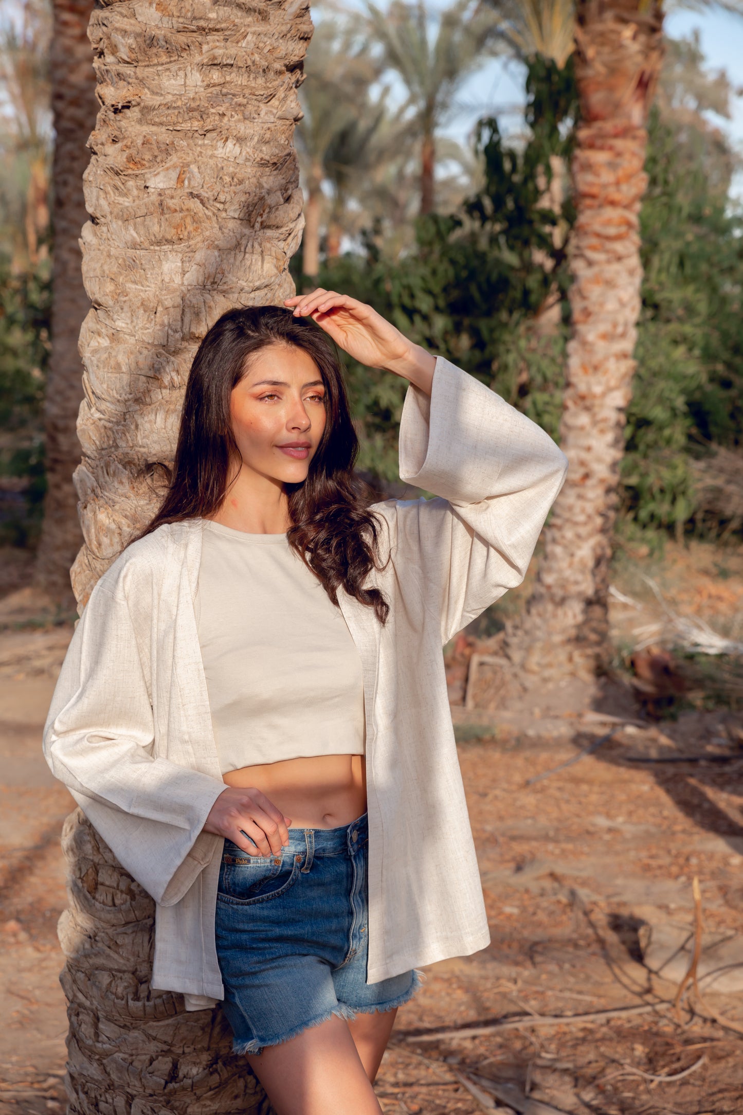 Linen kimono in beige