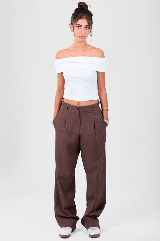 Brown Striped Pants