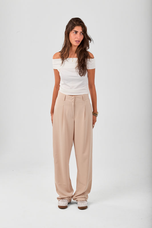Light Beige Straight Pants